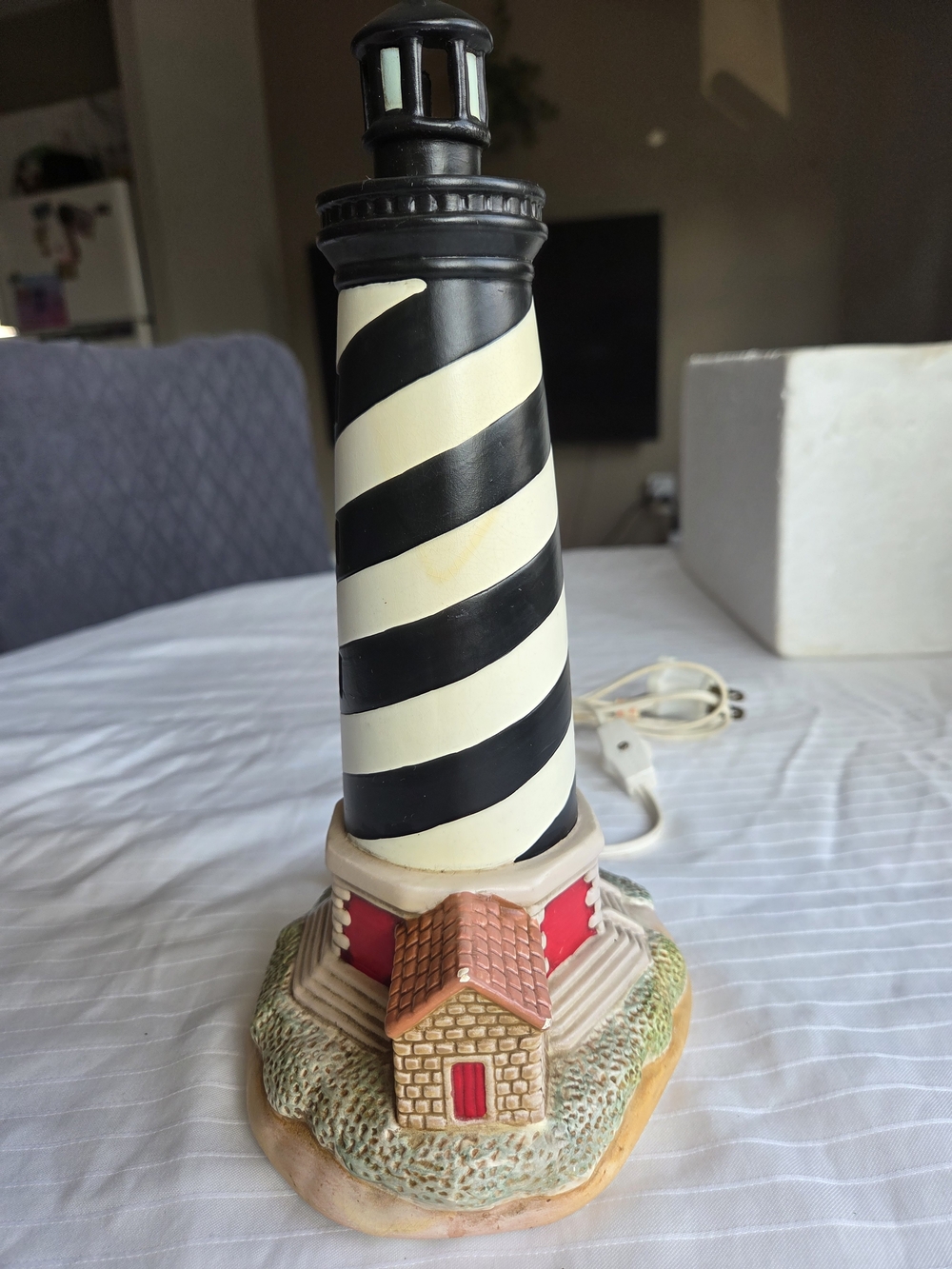 Vintage 1991 Lefton China Cape Hatteras Lighthouse 1870 Lighted Lamp